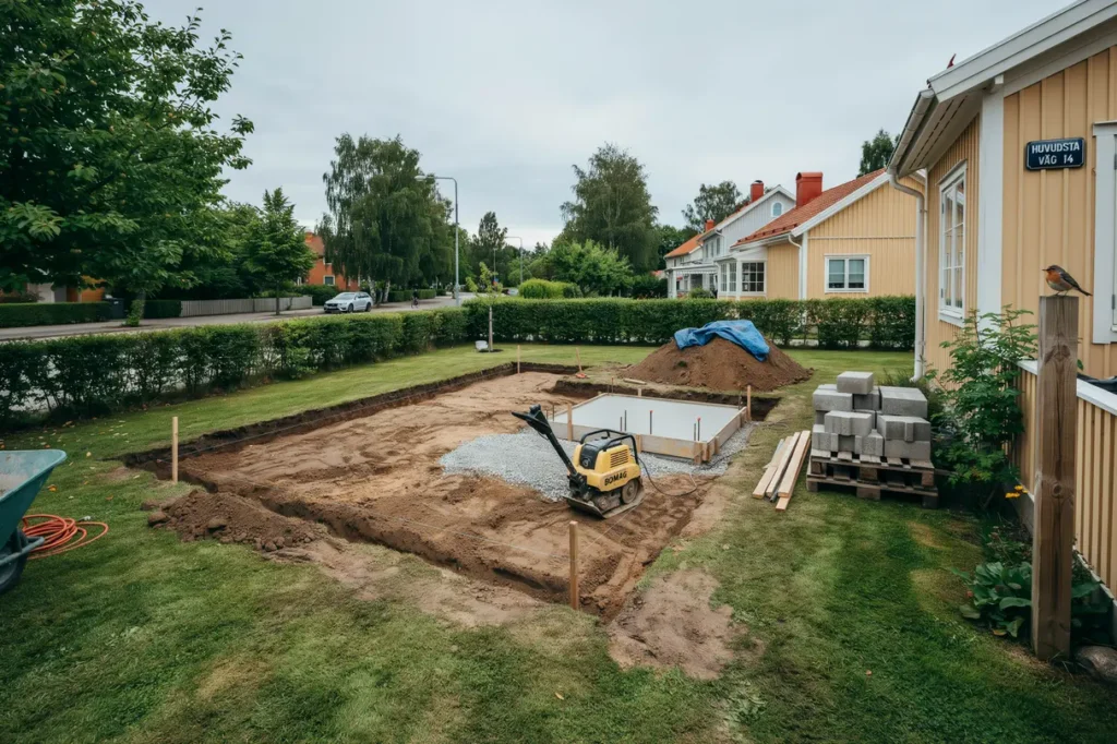 schaktning och f rberedande markarbete f r attefallshus i huvudsta